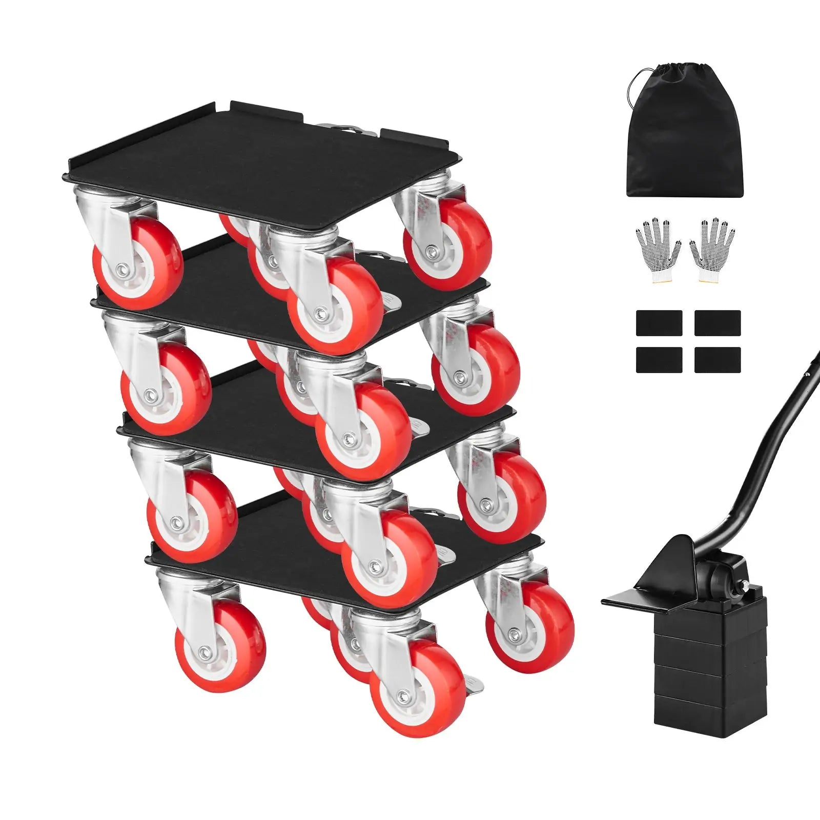 Furniture Dolly Set, Heavy Duty Furniture Movers with 5 360° Wheels, Carbon Steel Moving Sliders Kit with Pry Bar for Sofa, Refrigerator, Washing Machine