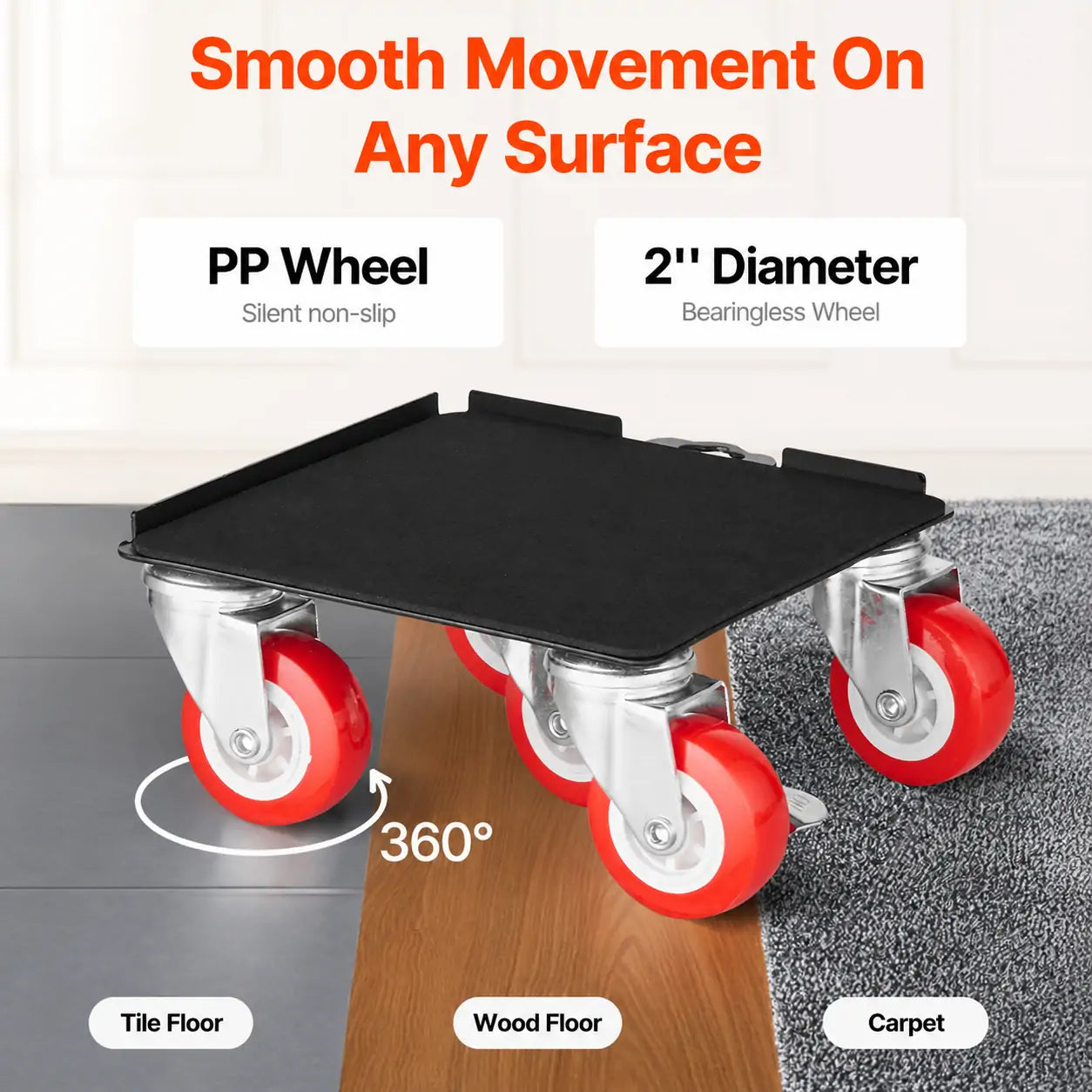 Furniture Dolly Set, Heavy Duty Furniture Movers with 5 360° Wheels, Carbon Steel Moving Sliders Kit with Pry Bar for Sofa, Refrigerator, Washing Machine