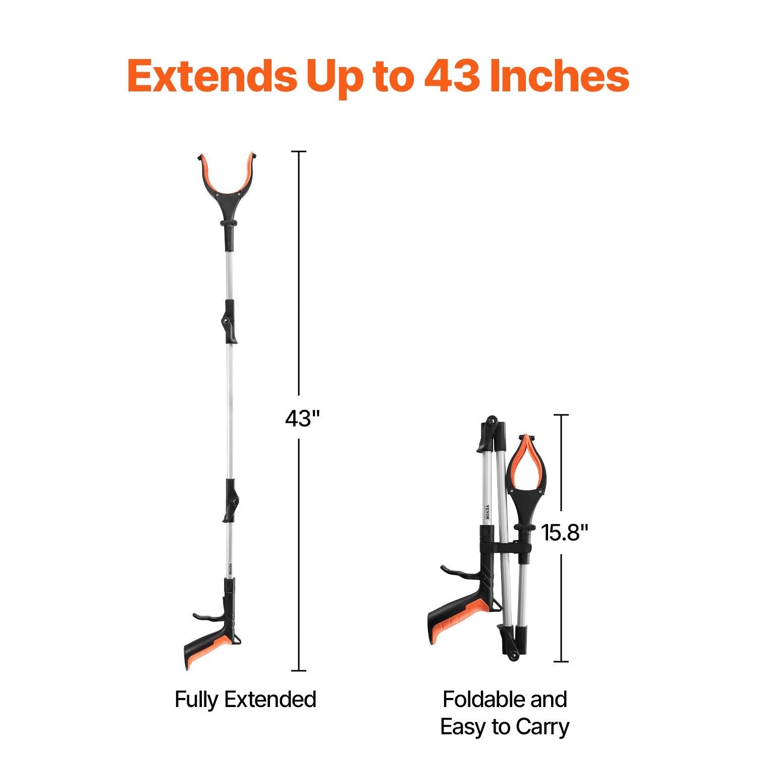 43-Inch Reacher Grabber Tool with LED Light