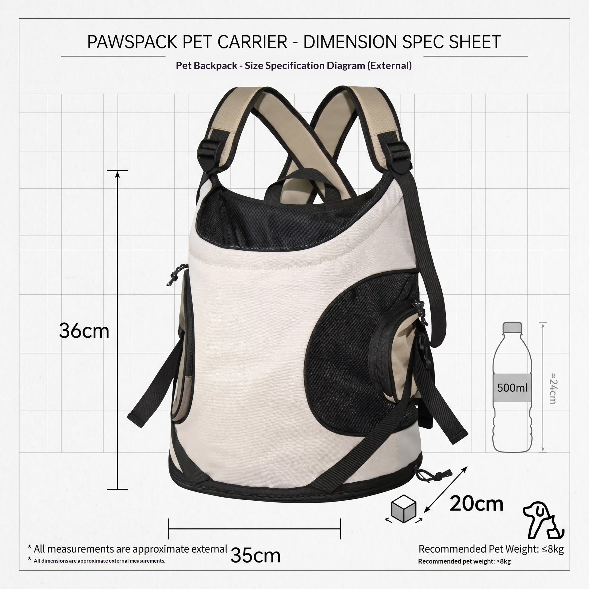 Cat Backpack Carrier with Shoulder Straps