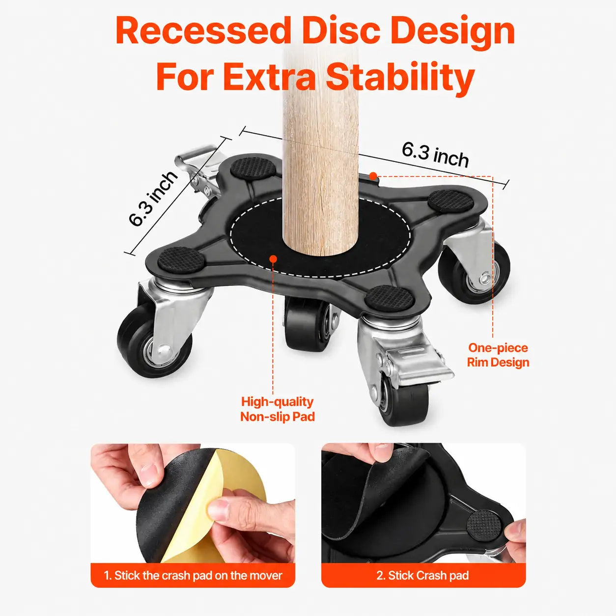 Furniture Dolly Set, Heavy Duty Furniture Movers with 5 x 360° Wheels, Carbon Steel Moving Sliders with Pry Bar for Sofa, Refrigerator, Washing Machine