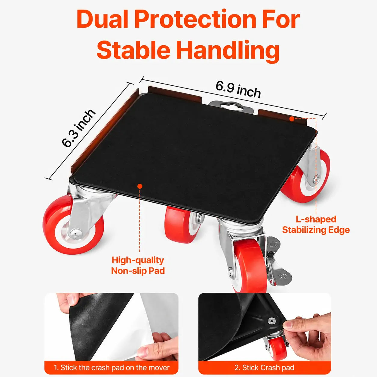 Furniture Dolly Set, Heavy Duty Furniture Movers with 5 360° Wheels, Carbon Steel Moving Sliders Kit with Pry Bar for Sofa, Refrigerator, Washing Machine