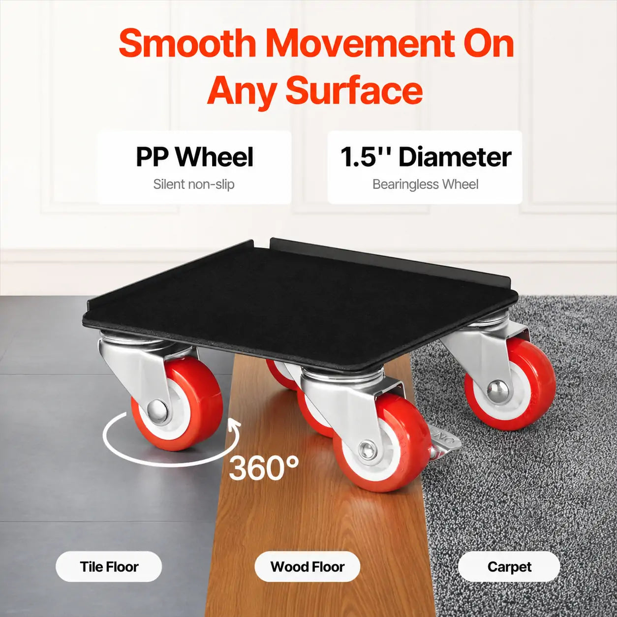 Furniture Dolly Set, Heavy Duty Furniture Movers with 5 x 360° Wheels, Carbon Steel Moving Sliders with Pry Bar for Sofa, Refrigerator, Washing Machine