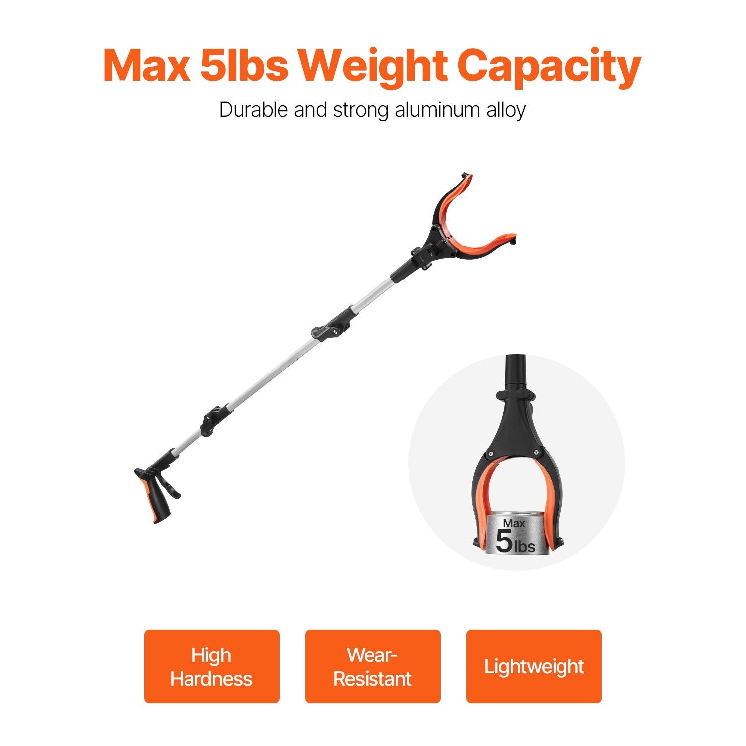 43-Inch Reacher Grabber Tool with LED Light